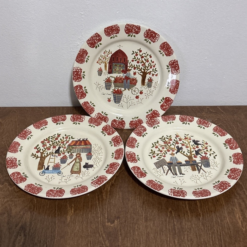 Carol Endres Spirit Folks Stoneware Salad Bread Butter Plate Apples Country